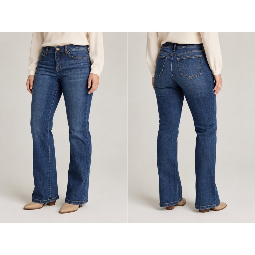 St John's Bay‎ Womens Straight Leg Jeans Size 10P Petite Medium Wash Stretch...